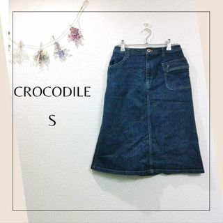 クロコダイル(Crocodile)のクロコダイル／CROCODILE／S／バックスリット膝タイトデニムスカート(ひざ丈スカート)