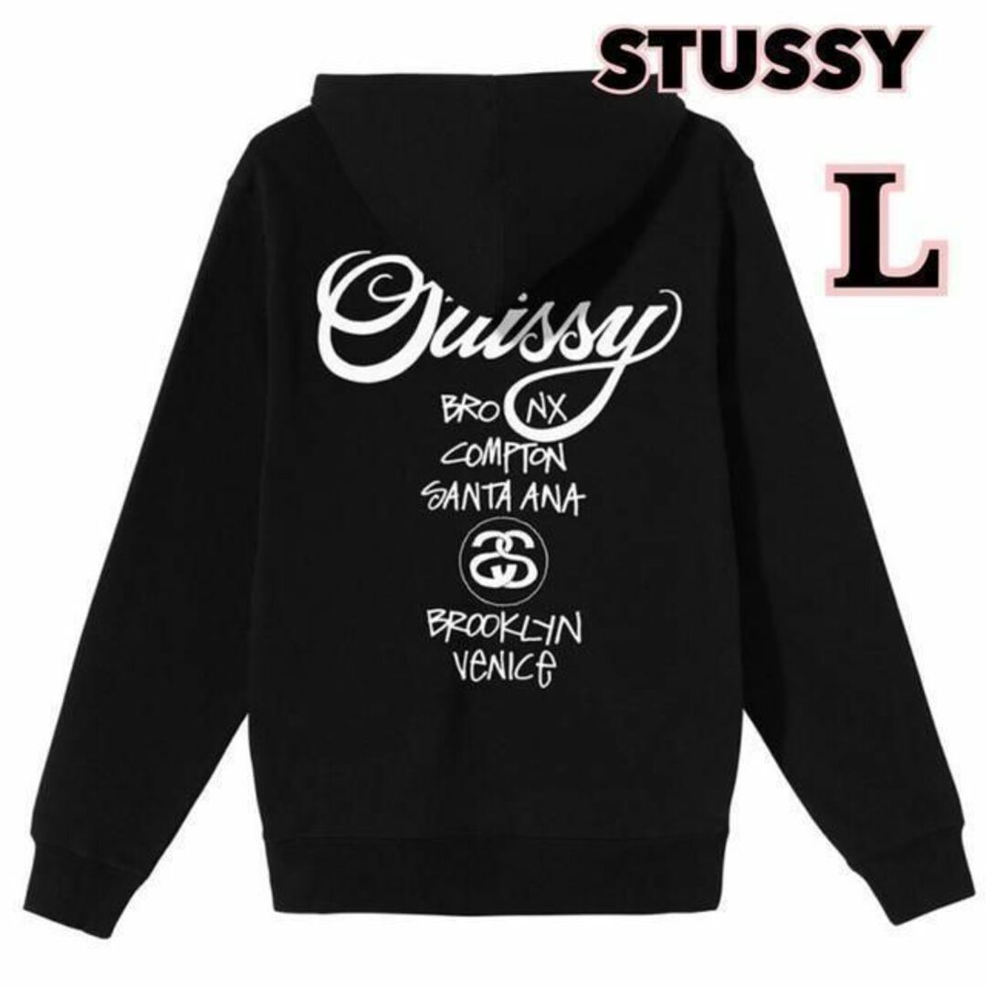 海外限定 ステューシー Stussy サイコロ パーカー S 黒赤 裏起毛