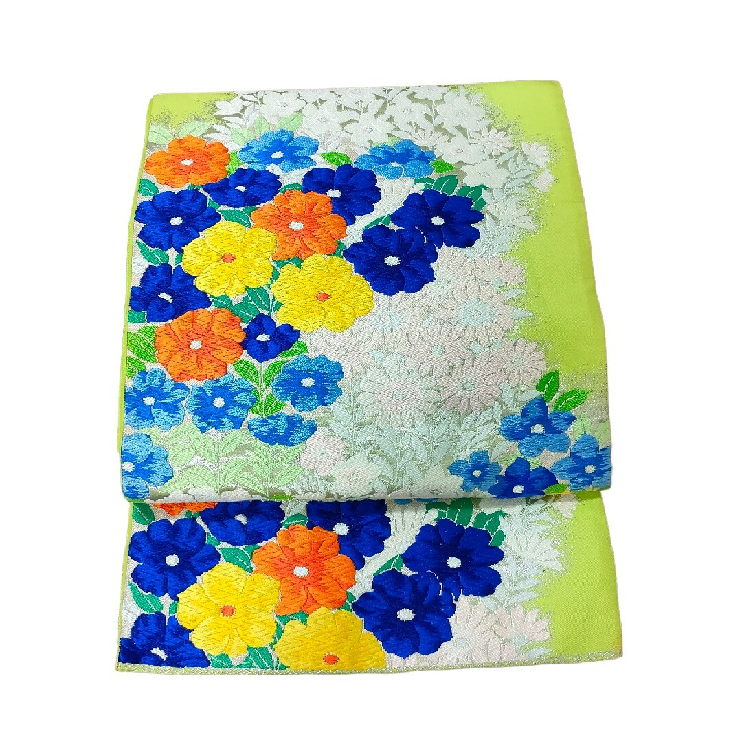 たもとの袋帯袋帯　振袖の帯　刺繍　花柄　カラフル　フラワー
