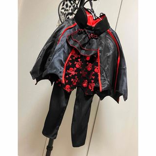 ハロウィン🎃ドラキュラ🦇子供コス☦️黒×赤ラメ　110〜120(衣装)