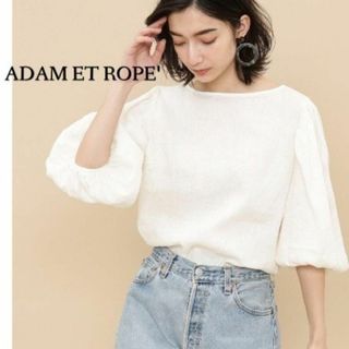 アダムエロぺ(Adam et Rope')のリネン100% 袖コンシャス♪　フランダースリネンブラウス　フリー　アイボリー(シャツ/ブラウス(長袖/七分))