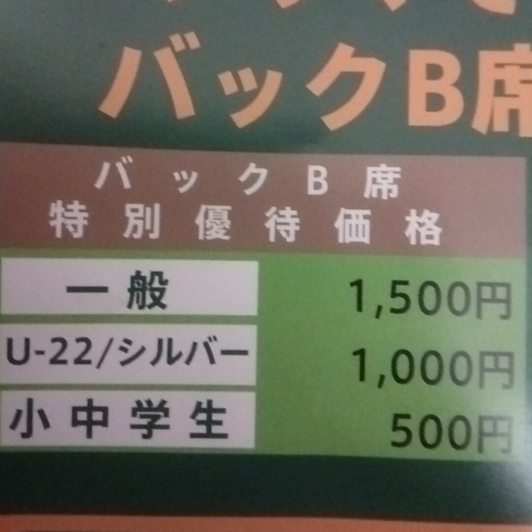 東京ヴェルディ　バックB席　優待券 チケットの優待券/割引券(その他)の商品写真