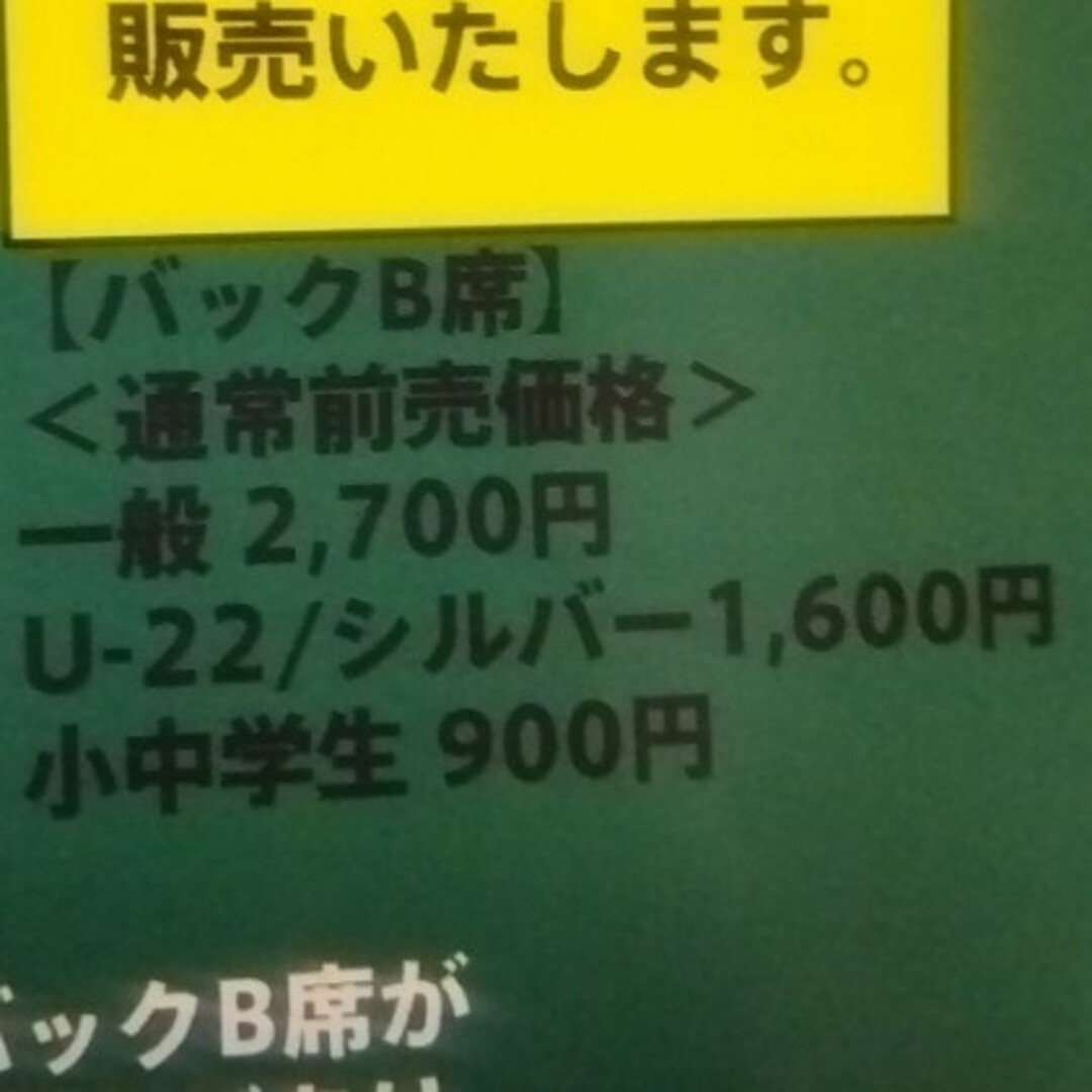 東京ヴェルディ　バックB席　優待券 チケットの優待券/割引券(その他)の商品写真