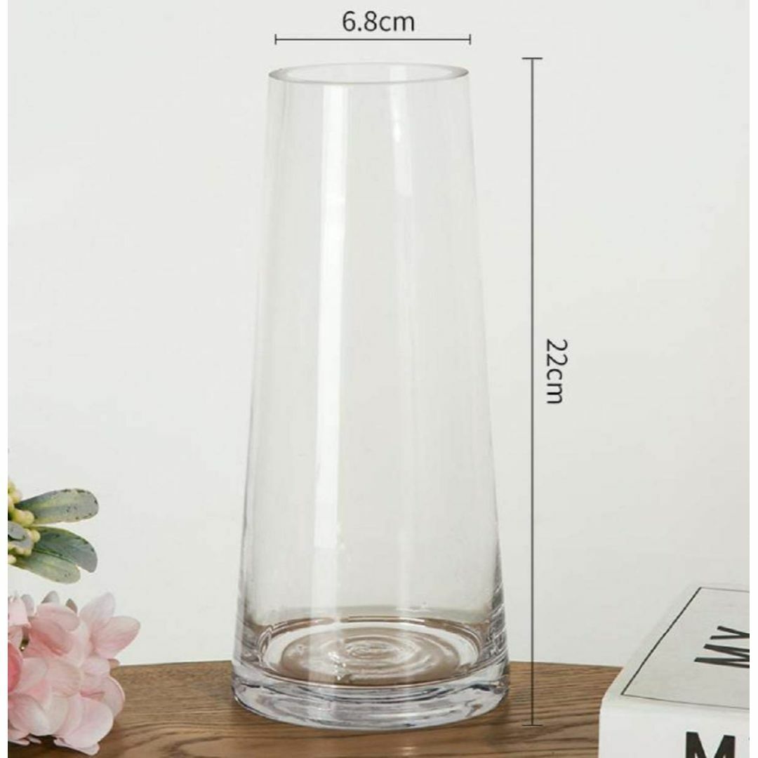 【色: クリア-22cm】ガラスベース 花瓶ガラス 花器 22cm フラワーベー 6