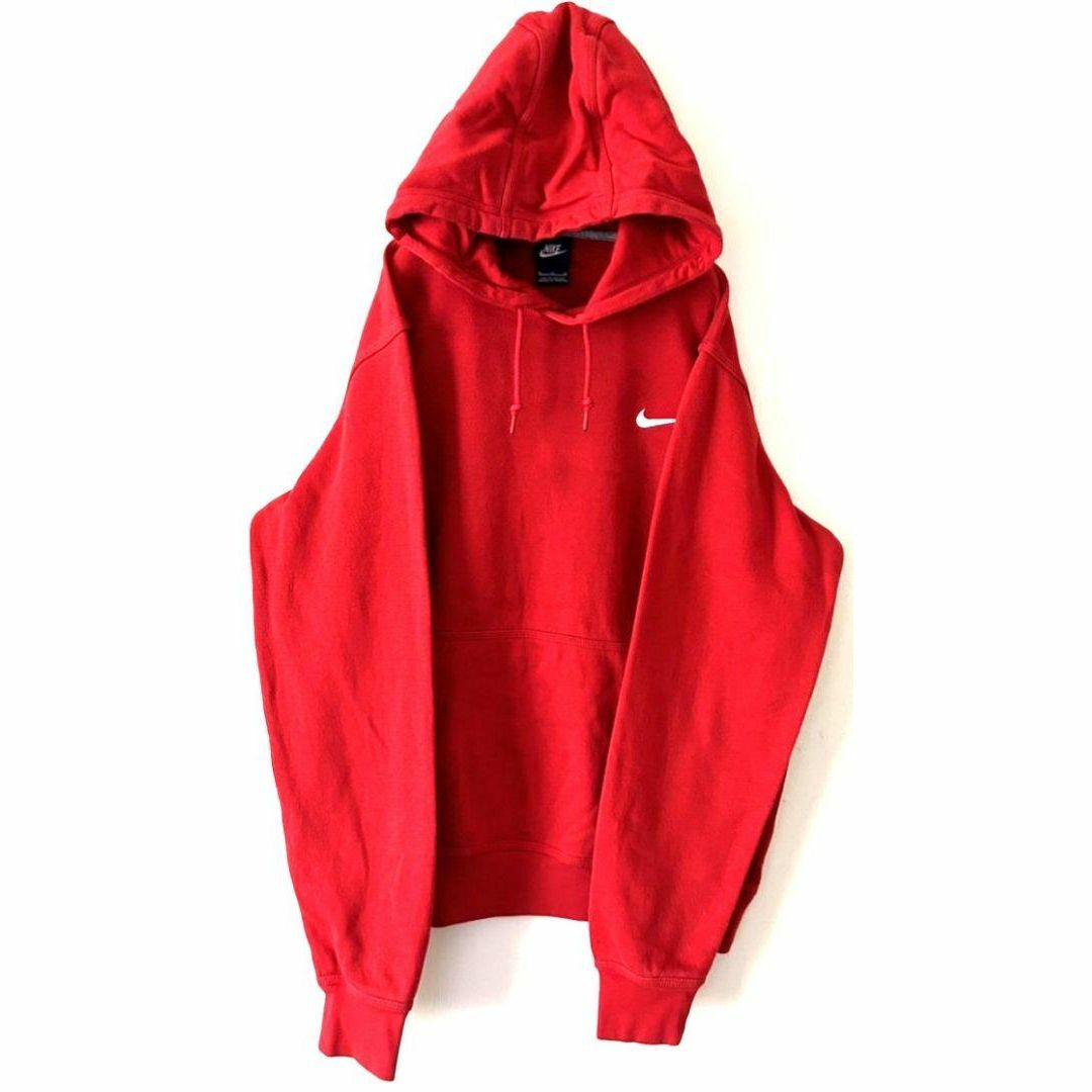 NIKE - ナイキ NIKE ロゴ刺繍 スウェット パーカー レッド 赤 古着の