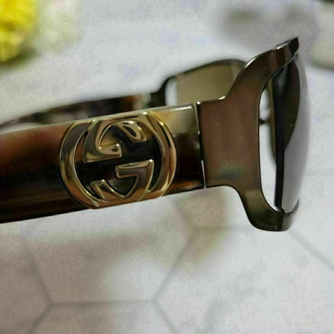 GUCCI ロゴ付き ブラウン 綺麗カラー サングラス メガネ シェル スーツ