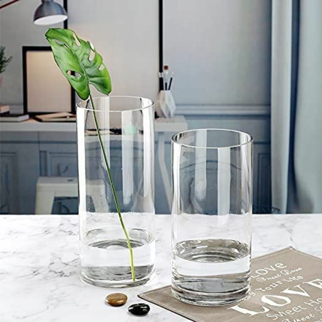 Maleielam®花瓶 ガラス,透明,高さ30cm,おしゃれ花器,リビング、寝