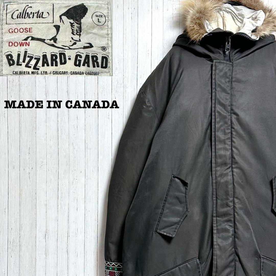 カナダ製　クレイジージャケット　グースダウン　ビッグシルエット　ファー付き　L