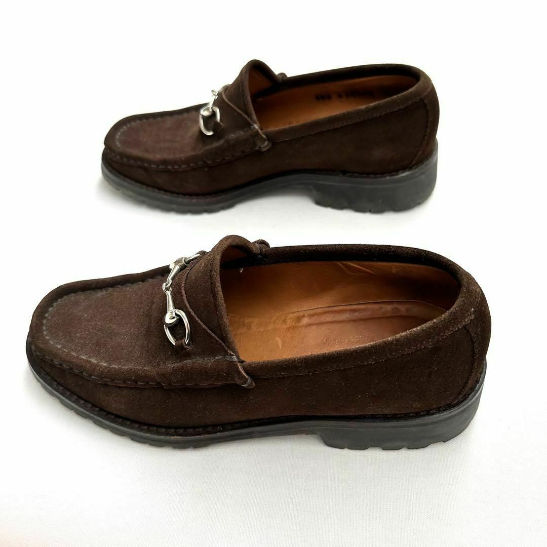 【GUCCI】ホースビット　ローファー　スウェード　革靴　23.0cm ブラウン