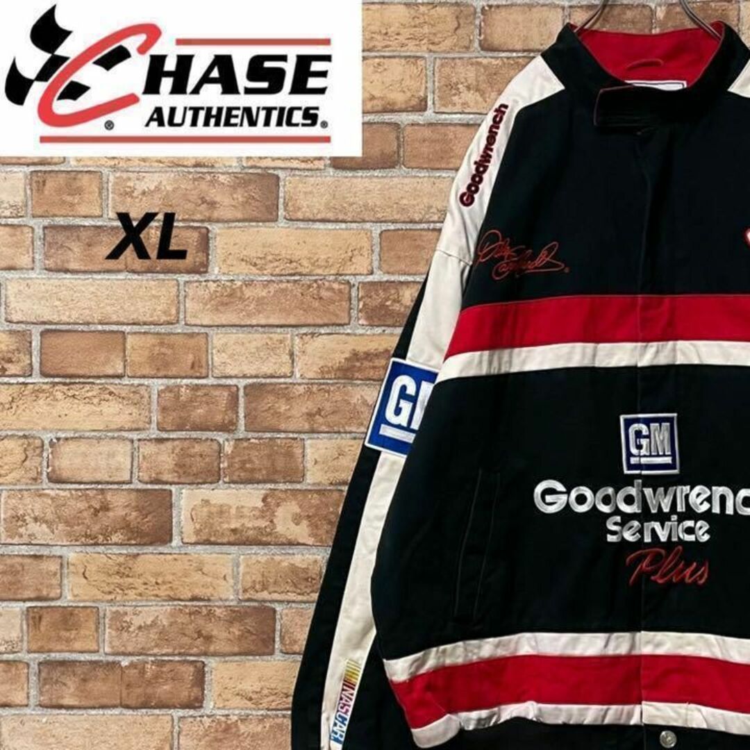 チェイス　レーシングジャケット　総刺繍　企業　ビッグシルエット　黒　GM XL
