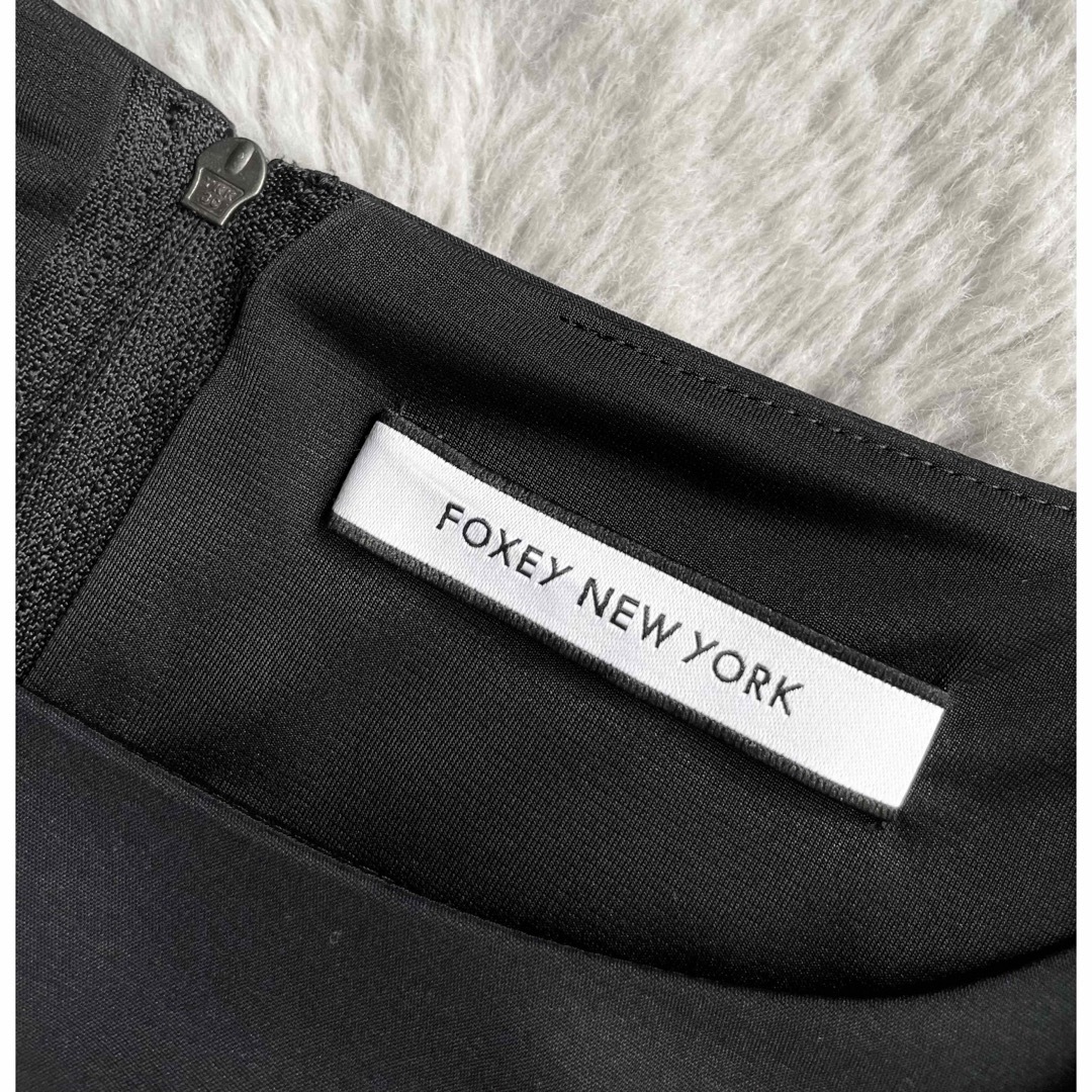 FOXEY NEWYORK リボンビジュー付ワンピース ブラック