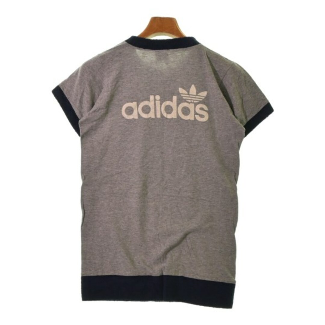 adidas アディダス Tシャツ・カットソー M グレーx紺x白