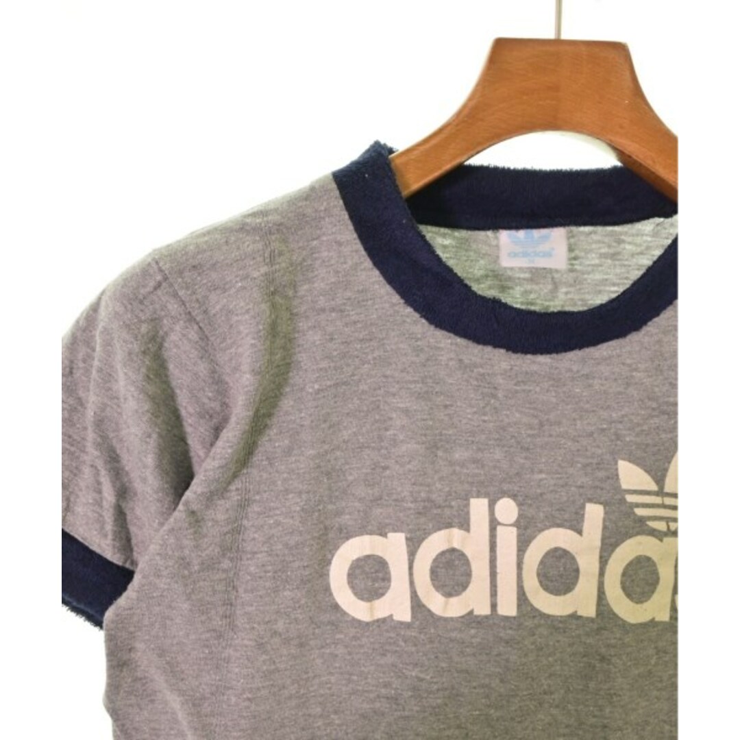 adidas アディダス Tシャツ・カットソー M グレーx紺x白