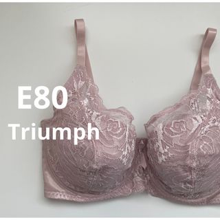 トリンプ(Triumph)の新品　トリンプ  E80 ピンク　フルカップブラ　花柄レースブラ　大きいサイズ(ブラ)