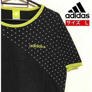 アディダス(adidas)のadidas アディダス　Tシャツ　刺繍ロゴ　Neo 黒　ドット　半袖　リンガー(Tシャツ/カットソー(半袖/袖なし))