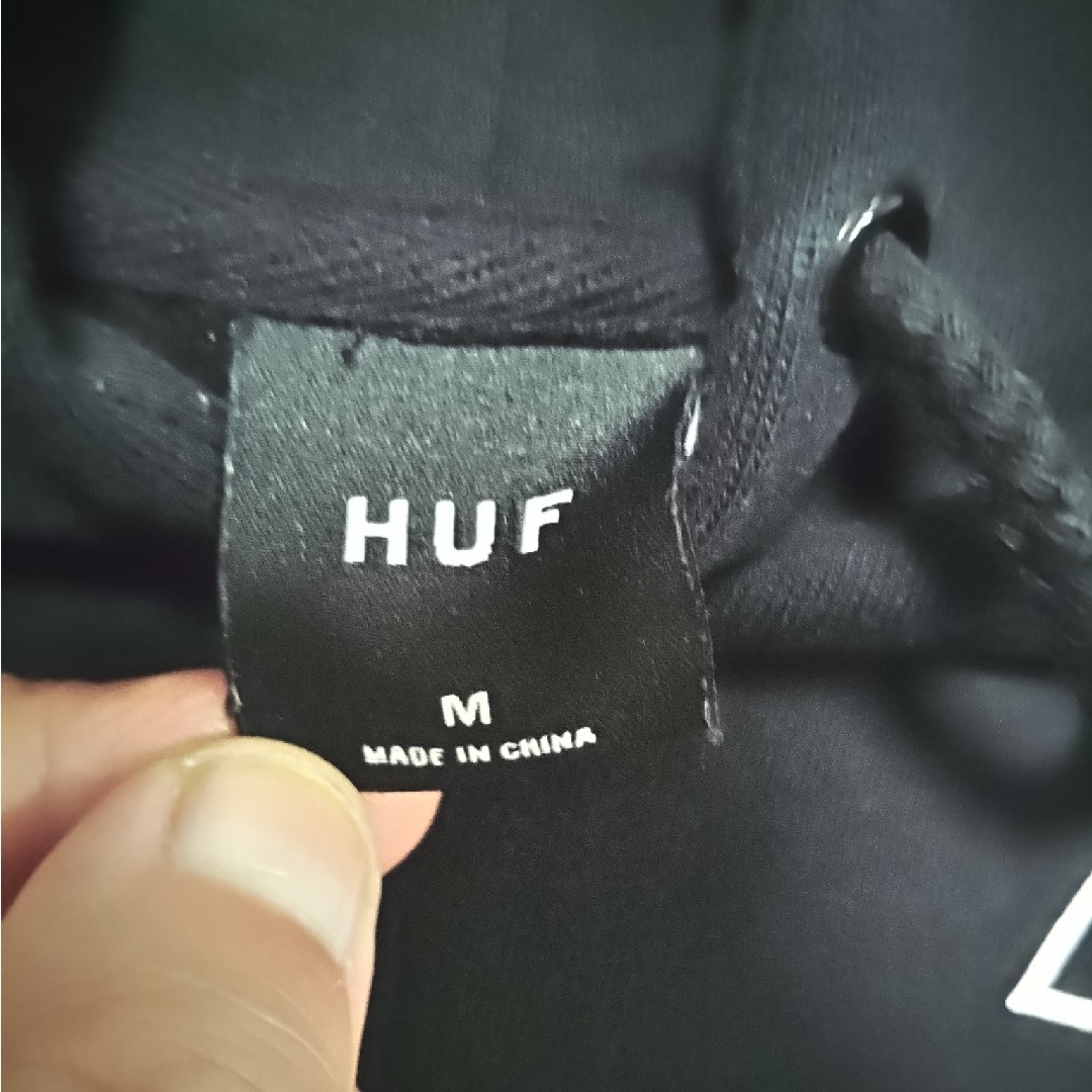 HUF パーカー　ロゴ　黒　M