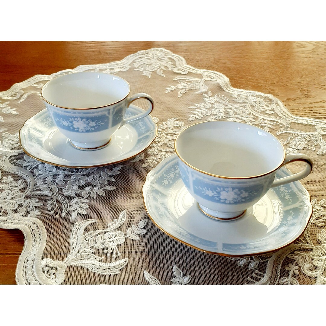 Noritake(ノリタケ)のNoritake ノリタケ レースウッドゴールド カップ&ソーサー 2客 新品 インテリア/住まい/日用品のキッチン/食器(食器)の商品写真