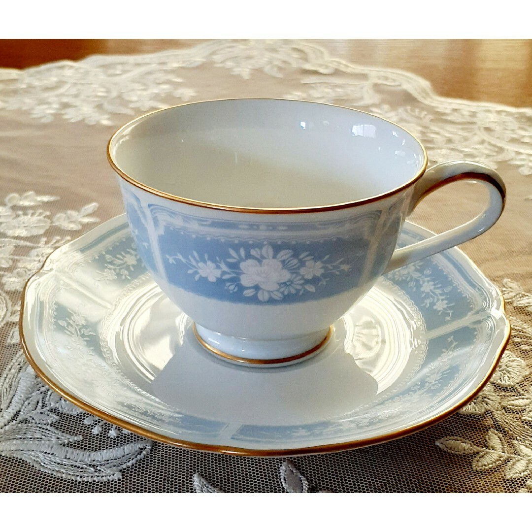 Noritake(ノリタケ)のNoritake ノリタケ レースウッドゴールド カップ&ソーサー 2客 新品 インテリア/住まい/日用品のキッチン/食器(食器)の商品写真