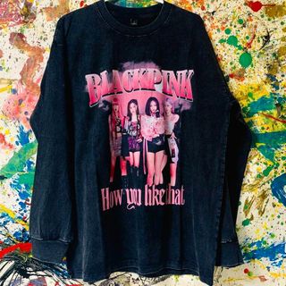 ブラックピンク LISA ロンＴ 長袖 新品 黒 韓国 BLACKPINK(Tシャツ/カットソー(七分/長袖))