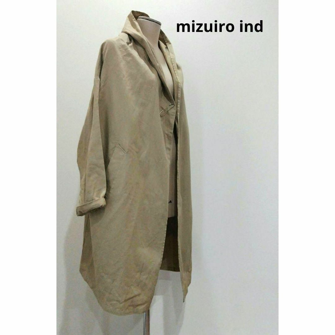 mizuiroindミズイロインド ノーカラー七分袖ショートジャケットコート