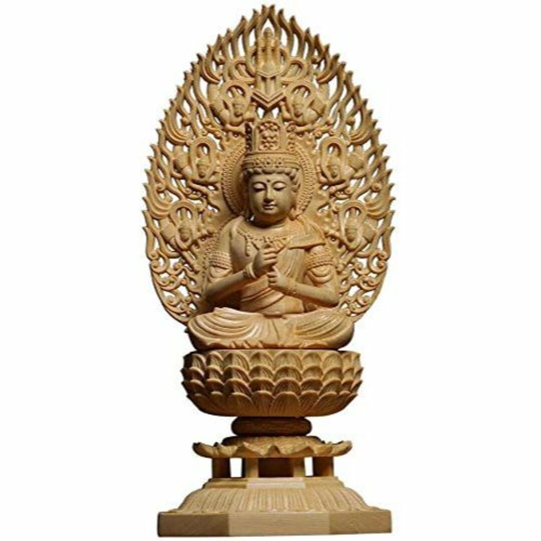 木彫りの仏像 大日如来 真言宗 仏壇仏像 置物 未年・申年 守り本尊 祈る 厄除