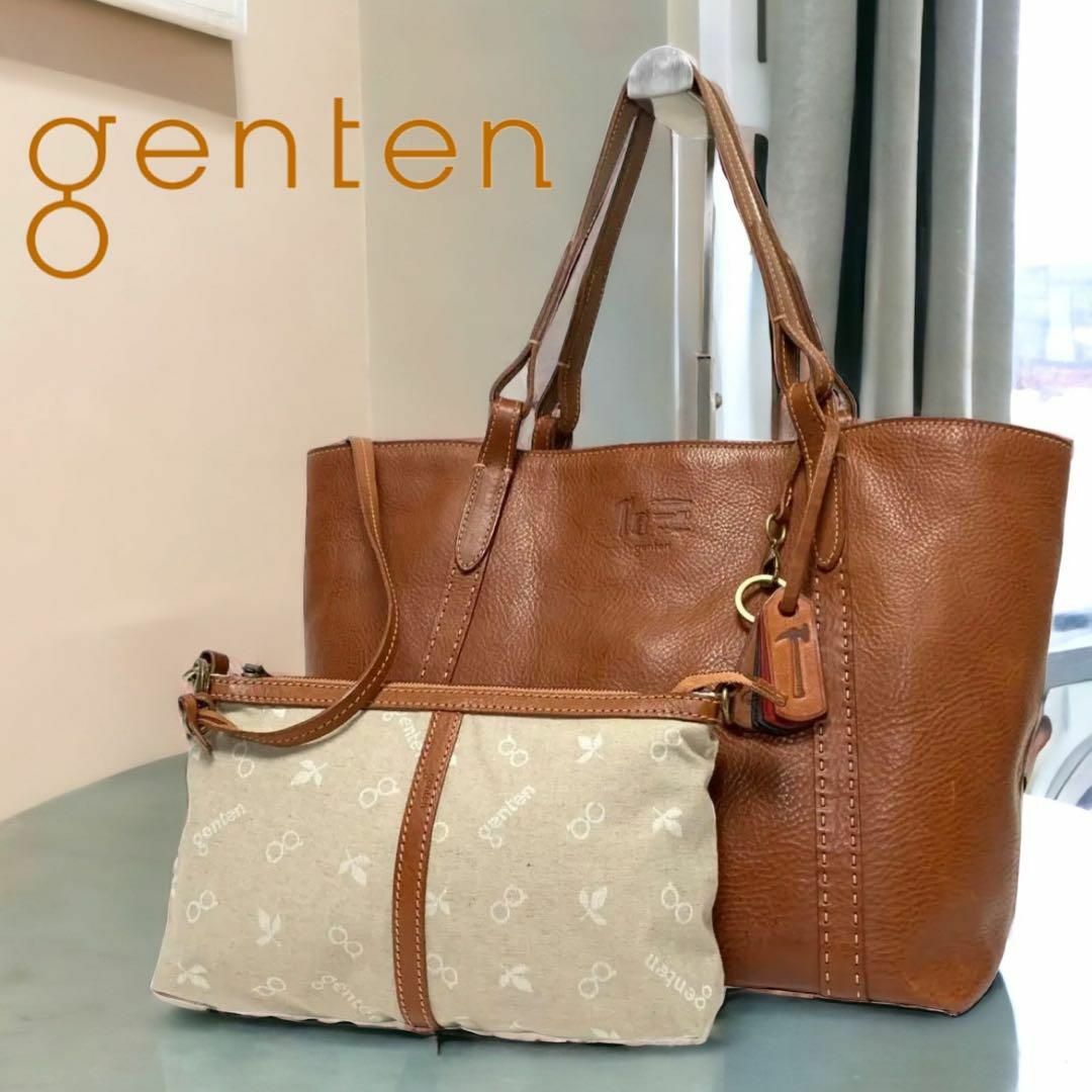 genten - Genten ゲンテン トートバッグ 工具刻印 肩掛け ポーチ付きの ...