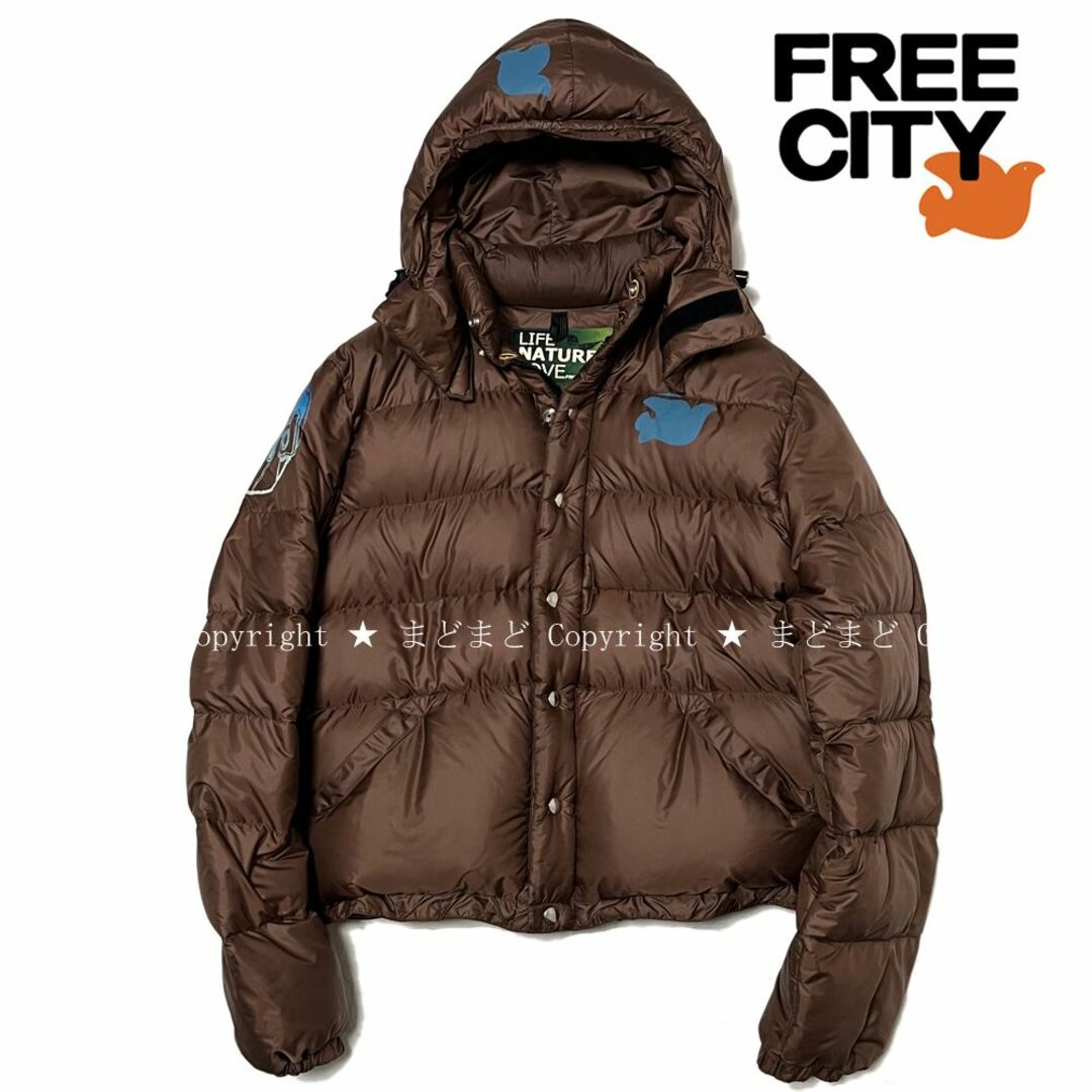 フリーシティ フード付き ダウンジャケット S ブラウン FREE CITY 茶 フリーシティ フード付き ダウンジャケット S ブラウン FREE CITY 茶