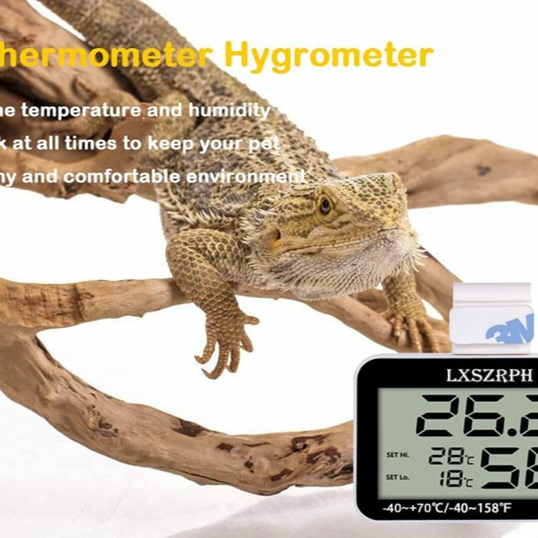 LXSZRPH 温湿度計 デジタル 爬虫類 温度計 両生類 湿度計 最高最低温度 3