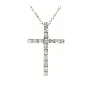 スタージュエリー(STAR JEWELRY)の目立った傷や汚れなし スタージュエリー ダイヤモンド クロス ネックレス 0.16ct K18WG(18金 ホワイトゴールド)(ネックレス)