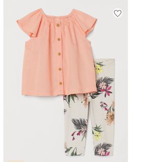 エイチアンドエム(H&M)の新品　H&M ベビー　女の子　68 花柄　ワンピース　レギンス　セット売り(その他)