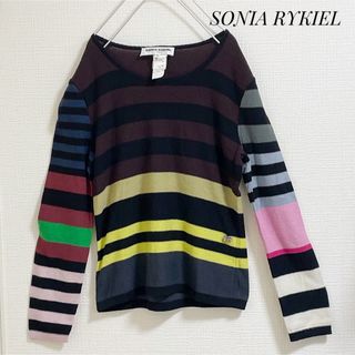 ソニアリキエル(SONIA RYKIEL)のソニアリキエル　ニット　マルチボーダー　美品　M   ウール　カシミヤ　秋冬(ニット/セーター)