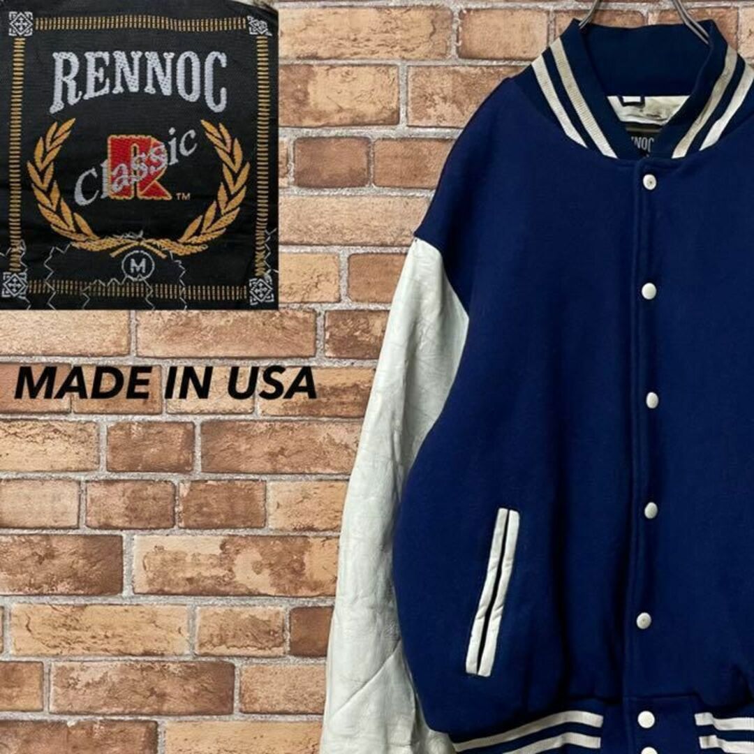 レノッククラシック USA製 袖革ウールスタジャン レザー ジャケット