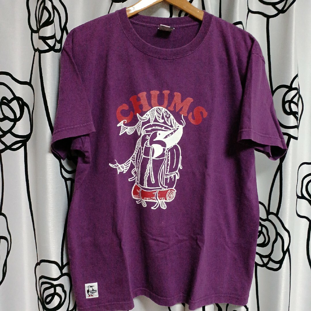 CHUMS チャムス プリントTシャツ 半袖 ロゴ イラスト 紫 XL | フリマアプリ ラクマ