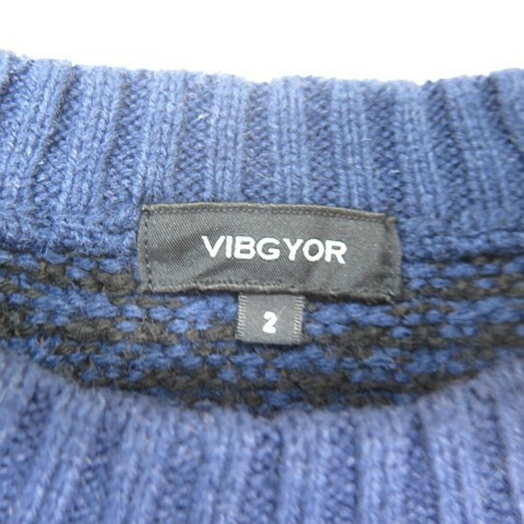 VIBGYOR(ビブジョー)のVIBGYOR モザイク ニット ウール混 2 ブルー/ブラック メンズのトップス(ニット/セーター)の商品写真