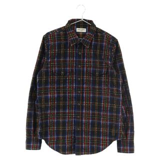 SAINT LAURENT PARIS サンローランパリ 19AW コーデュロイ チェックウエスタン 長袖シャツ 597059 Y22MA マルチ