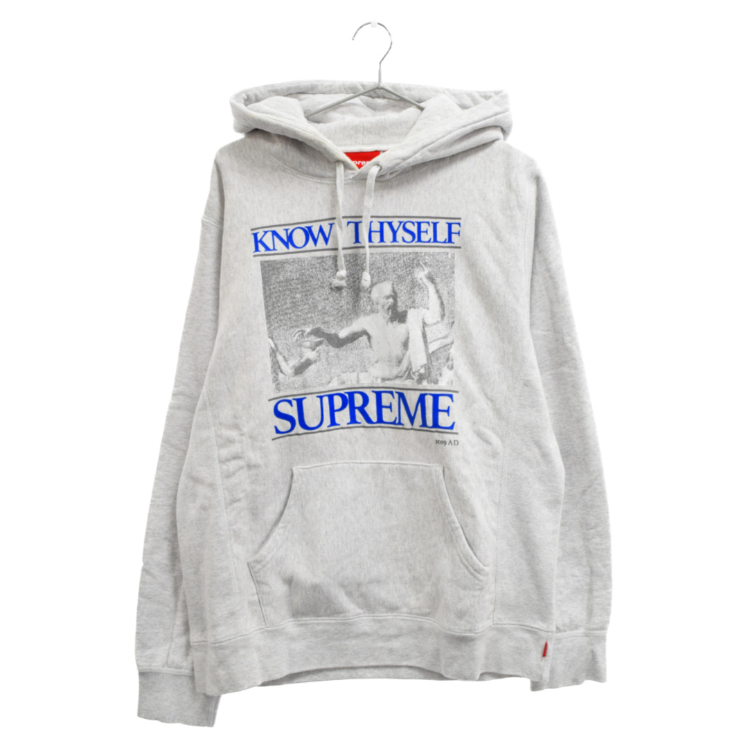 SUPREME シュプリーム 19AW Know Thyself Hooded Sweatshirt フロントプリントスウェットプルオーバーパーカー グレー