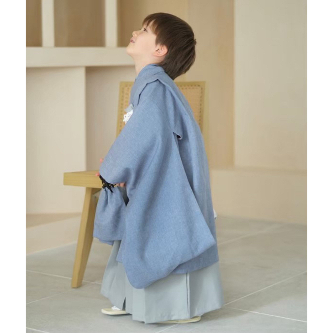 新品【ブルー×グレー】utatane かぷり 七五三 5歳 袴 男の子 キッズ/ベビー/マタニティのキッズ服男の子用(90cm~)(和服/着物)の商品写真