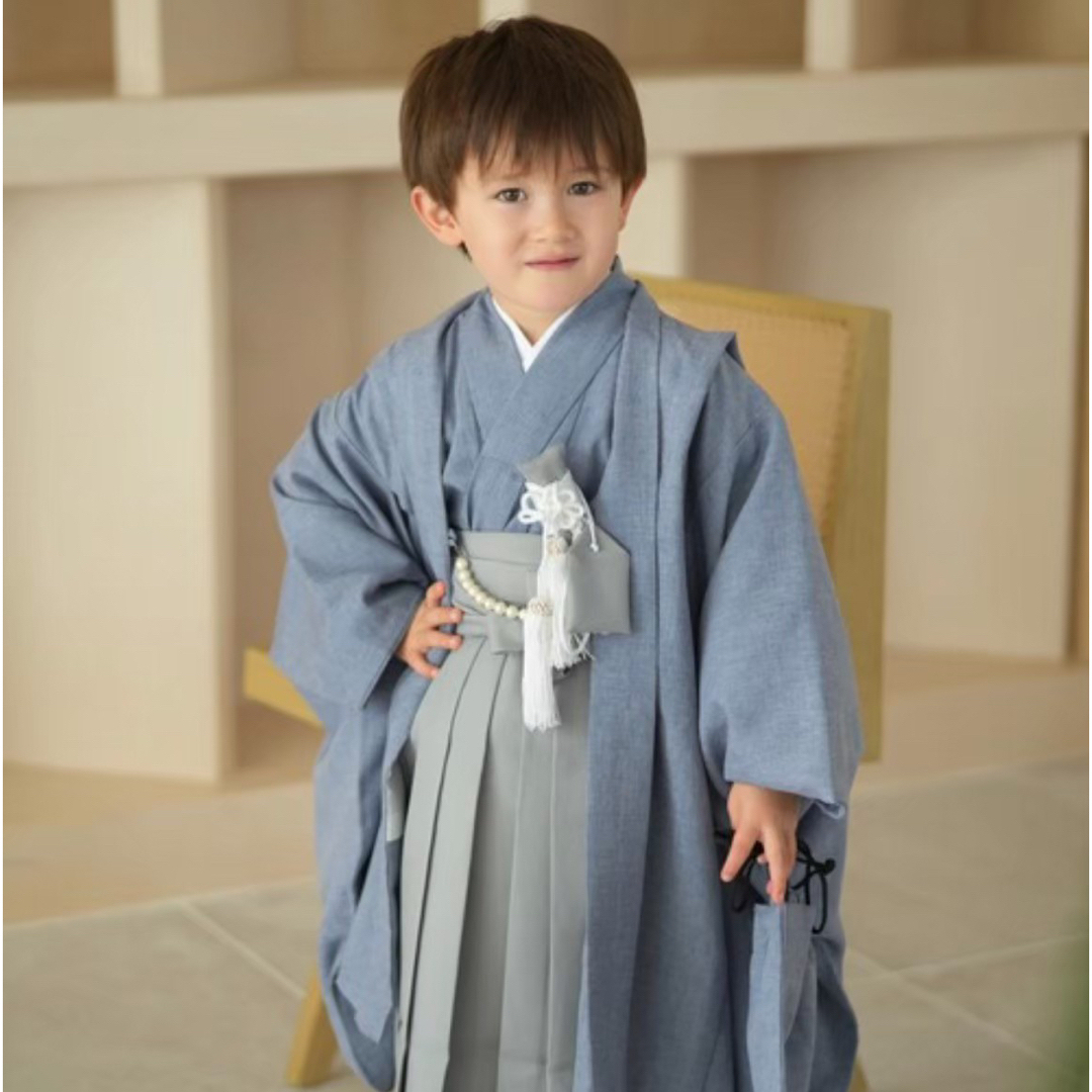 新品【ブルー×グレー】utatane かぷり 七五三 5歳 袴 男の子 キッズ/ベビー/マタニティのキッズ服男の子用(90cm~)(和服/着物)の商品写真