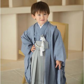 新品【ブルー×グレー】utatane かぷり 七五三 5歳 袴 男の子(和服/着物)