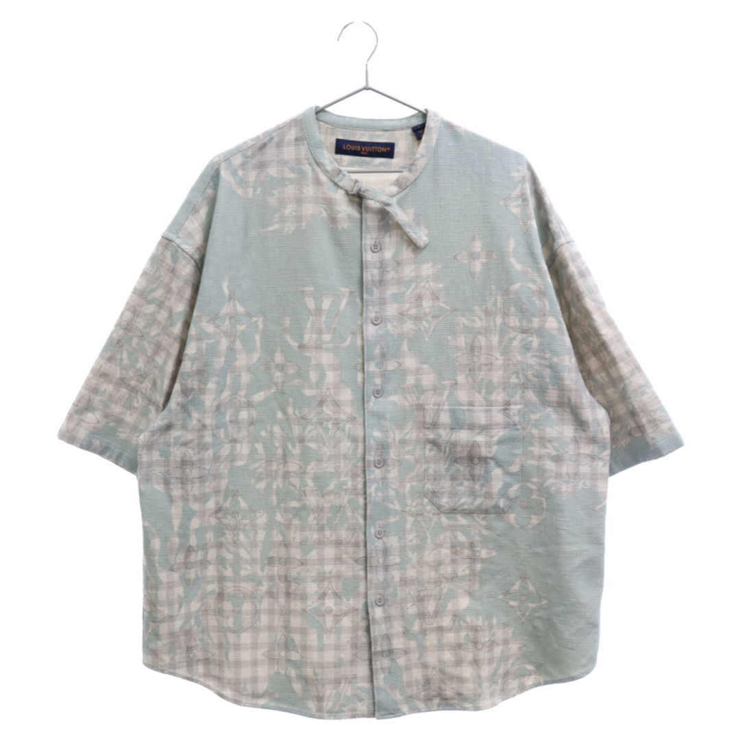 LOUIS VUITTON ルイヴィトン 23AW Monogram Check Baseball Shirt モノグラムチェックベースボールシャツ 半袖シャツ ライトグリーン RM232M ZO8 HPS20W