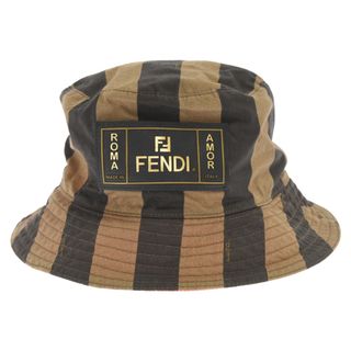 フェンディ FENDI  キャンバス ズッカ L ハット 袋あり 赤茶 ブランド