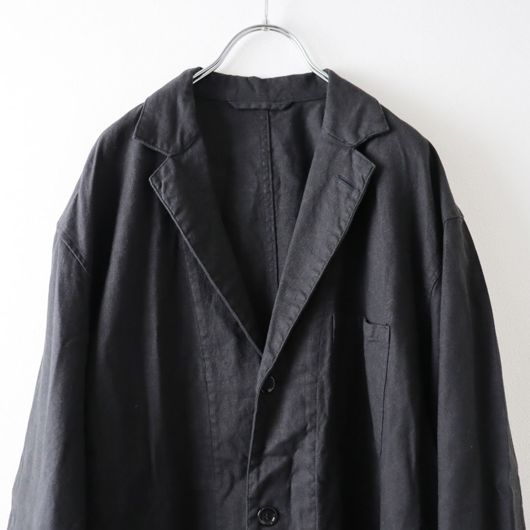 美品 2022AW ネストローブ nest Robe UpcycleLino × WIFE&HUSBAND アトリエコート 2/ブラック 羽織り  麻綿【2400013532327】