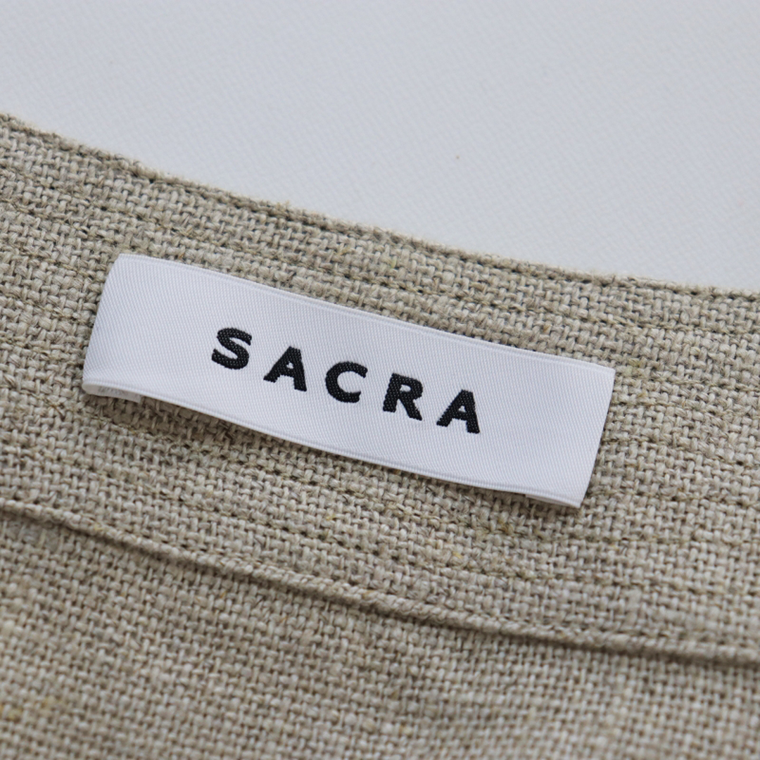 極美品 サクラ SACRA RUSTIC LINEN TOP 38/生成り リネンクロップドトップス ブラウス バイオ加工 定価2.8万【2400013532310】 9