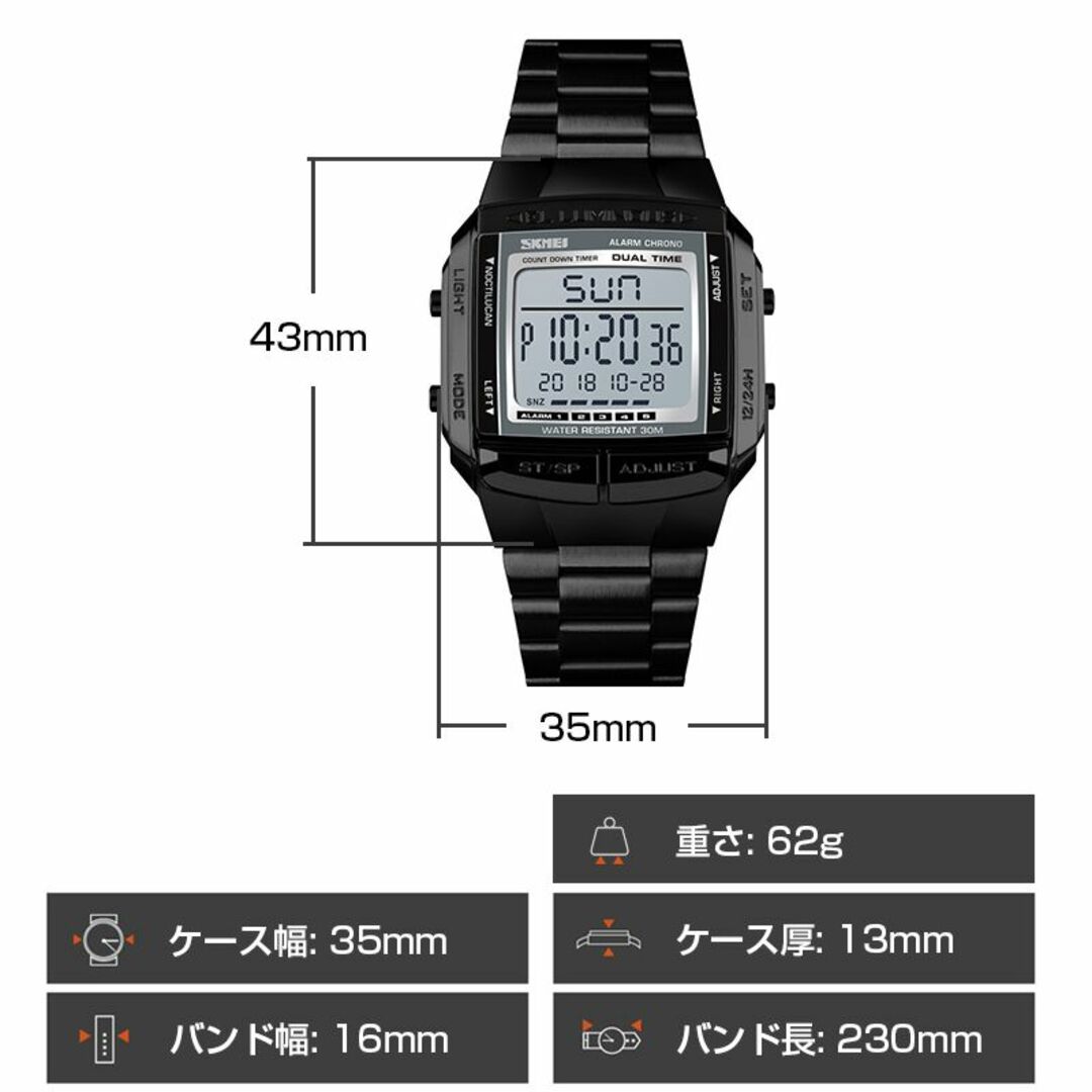 30m防水ダイバーズウォッチ デジタル腕時計 ゴールド金ステンレス360I メンズの時計(腕時計(デジタル))の商品写真
