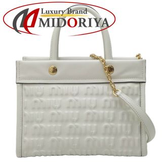 ミュウミュウ(miumiu)のMIUMIU ミュウミュウ エンボスロゴ  5BA243 2Wayバッグ レザー BIANCO/450135【中古】(その他)