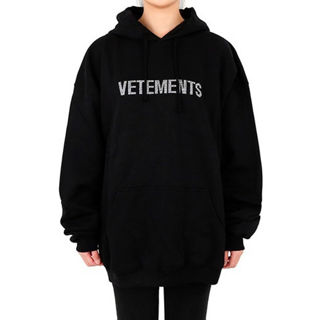 VETEMENTS ロゴ プルオーバーラインストーン パーカー