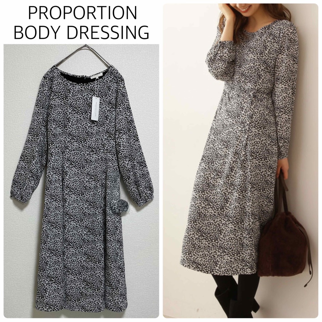 【新品タグ付】PROPORTION BODY DRESSING小花柄フレアOP