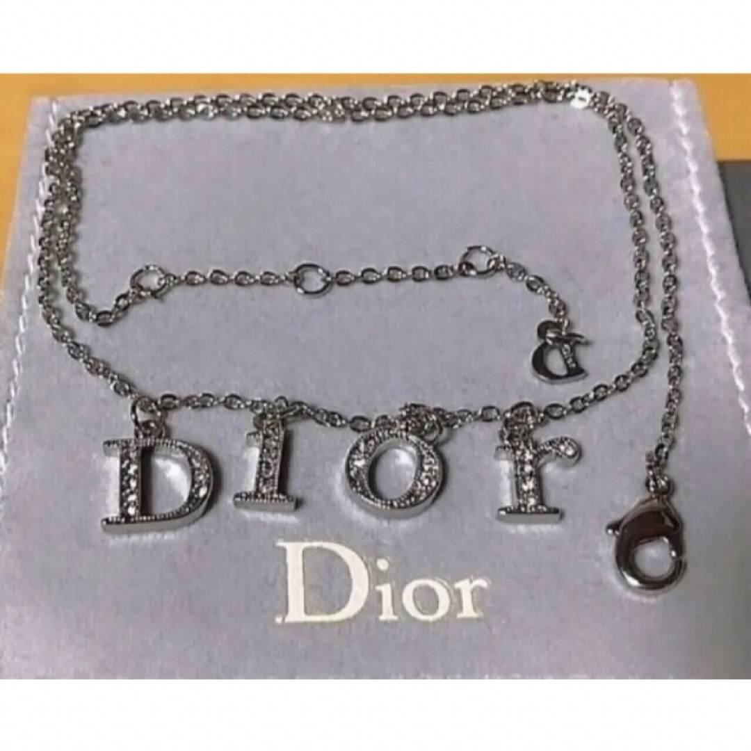 Christian Dior 華奢 人気 ロゴ ネックレス Silverキラキラ