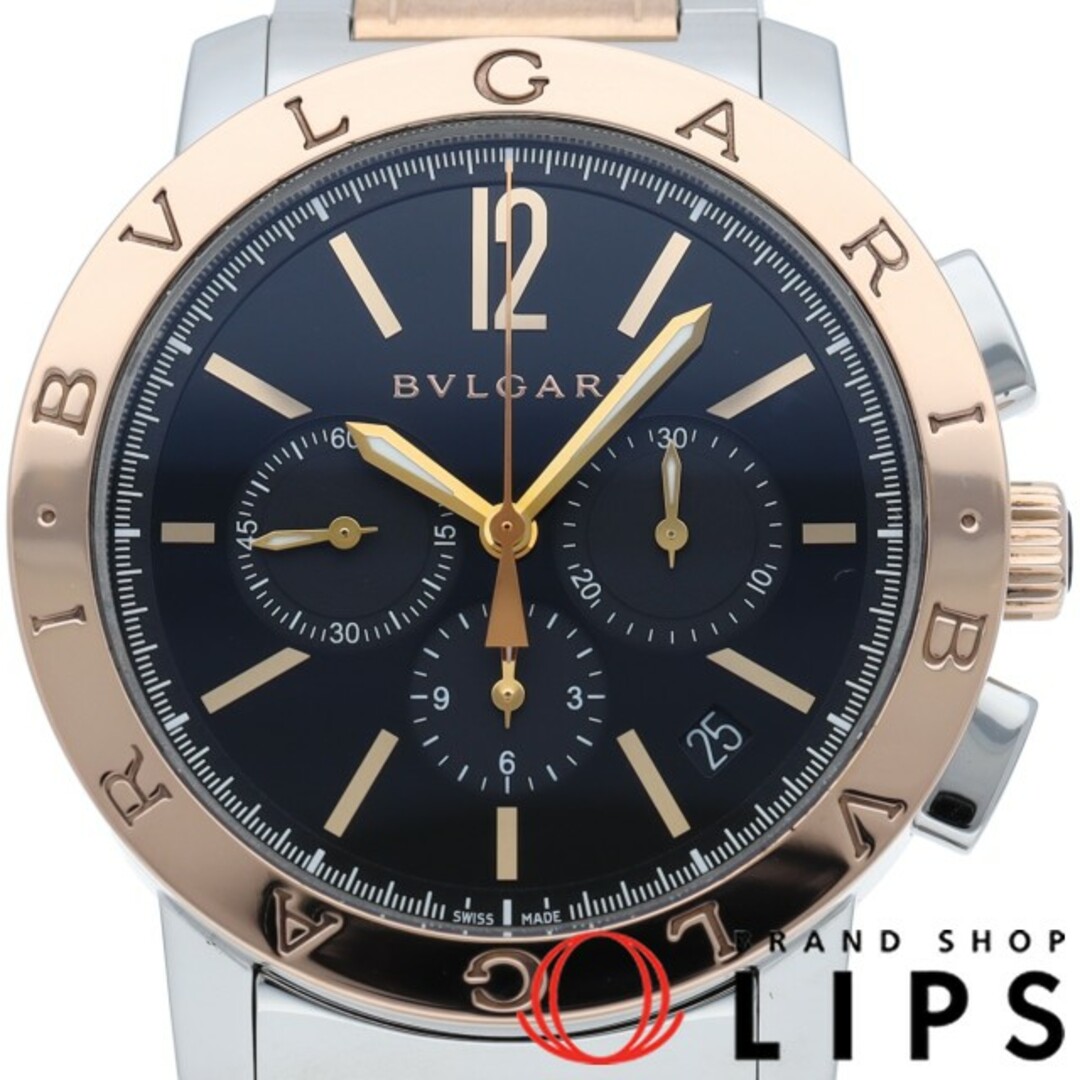 ブルガリ ブルガリ ブルガリ クロノグラフ ウォッチ 41mm Bvlgari Bvlgari Chronograph BB41SPGCH(BB41BSPGDCH) 箱 保証書 K18PG/SS メンズ時計 ブラック 仕上げ済 美品