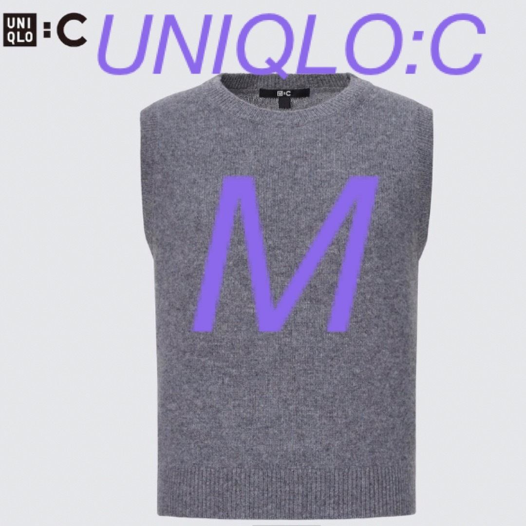 UNIQLO:C カシミヤクルーネックショートセーター（ノースリーブ）グレーM | フリマアプリ ラクマ